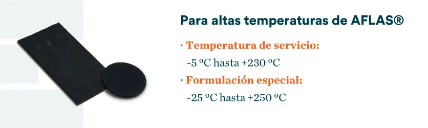 Placa y junta de AFLAS® para altas temperaturas de servicio hasta 250°C.