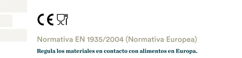 Normativa europea EN 1935/2004 para materiales en contacto con alimentos.